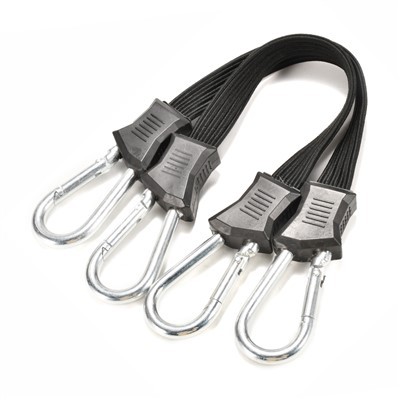 Cordiau Bynji Fflat Dyletswydd Trwm Gyda Carabiner